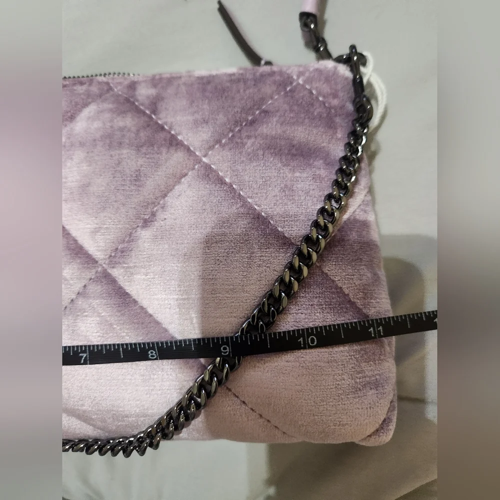 Tory Burch Willa Zip Quilted Handbag Lilac Gunmetal NWT - Picture 14 of 16